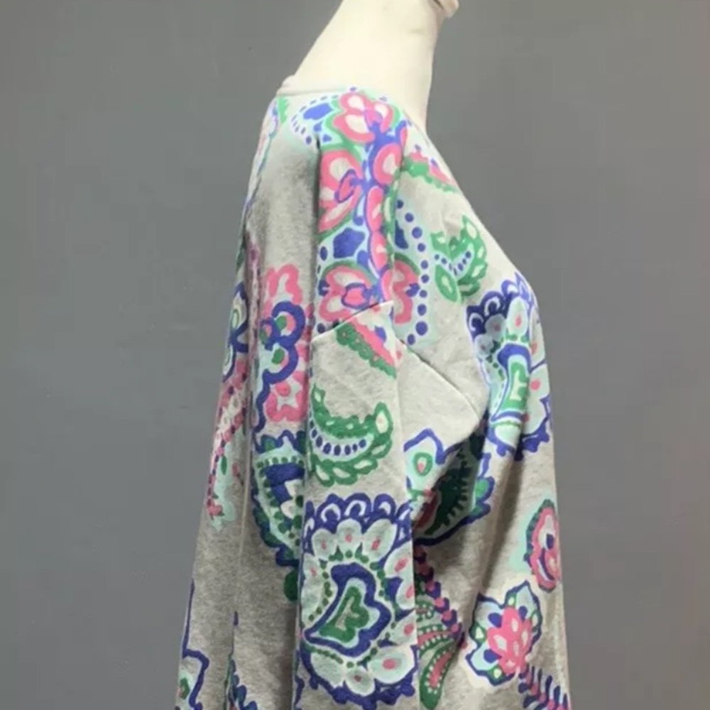 TALBOTS  Sz Medium Gray Paisley Print High-Low Sweatshirt - Picture 6 of 7
